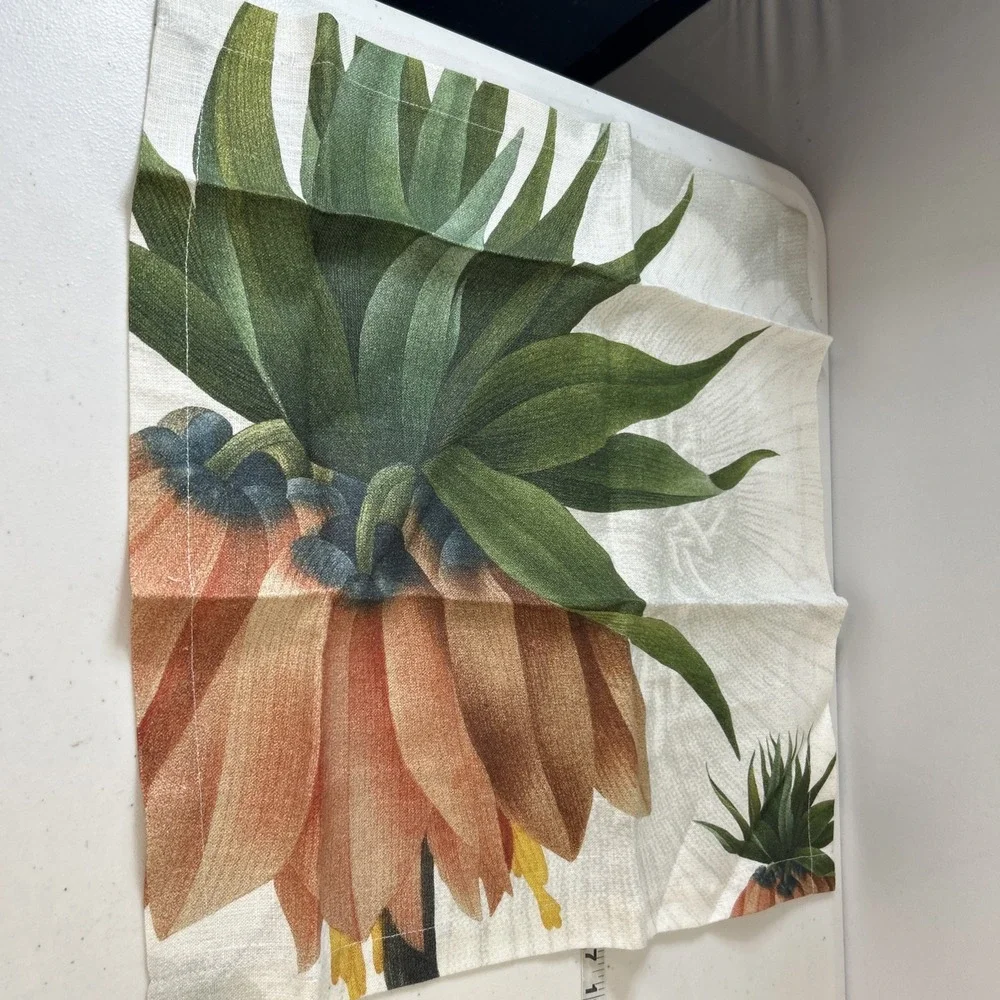 NEW Nap King Made in Italy Linen 6 Napkins/placemats Bold Botanical print Luxury